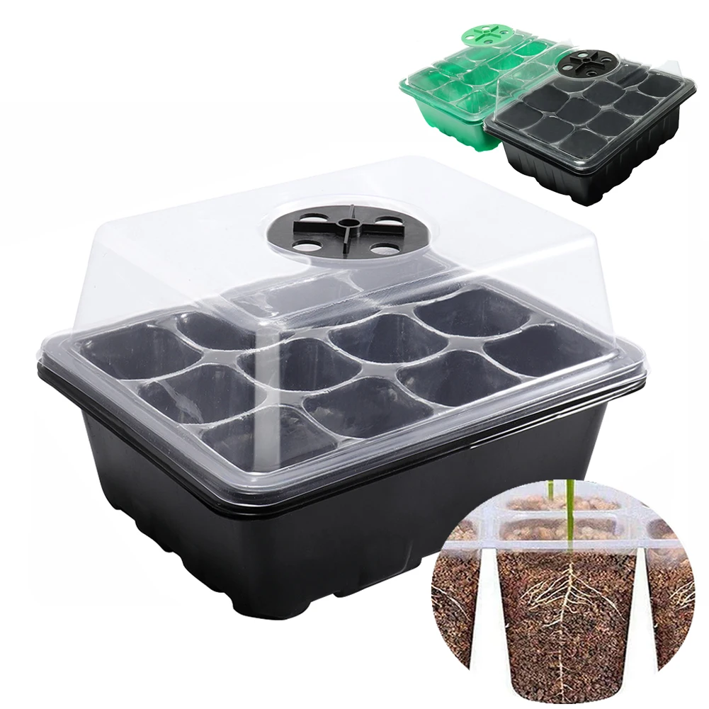 Propagation Tray Dome - 12-Loch-Samen-Starterschale mit Feuchtigkeitskuppel, Sukkulenten-Vermehrungsschale, Mini-Gewächshaus-Keimschale für