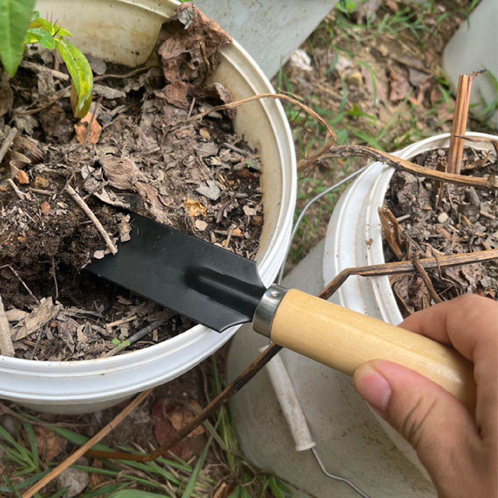 Gardening Tools Hand - Kleines Gartenspaten-Grabwerkzeug mit Holzgriff, multifunktionales Gartengerät,