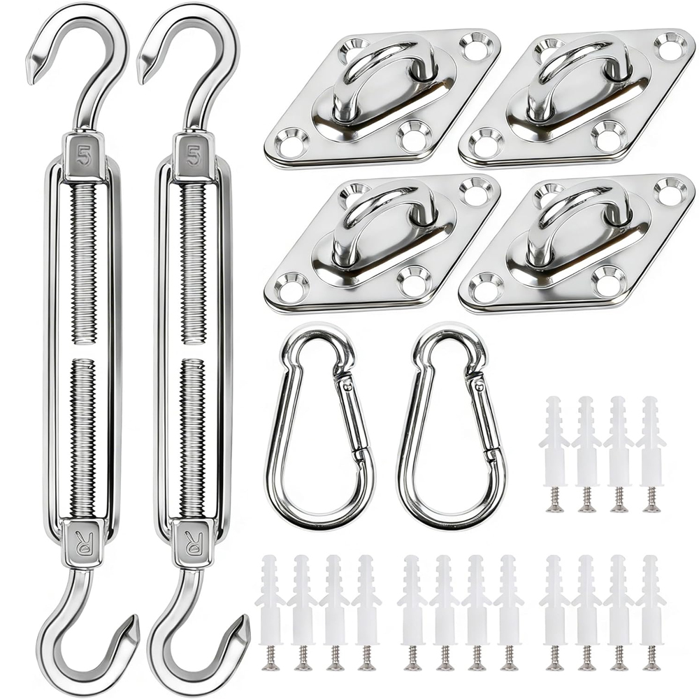 Gardening Tools Australia - Edelstahl-Sonnensegel-Montage-Set, Hochbelastbares Campingzelt-Hardware-Kit für Haus und