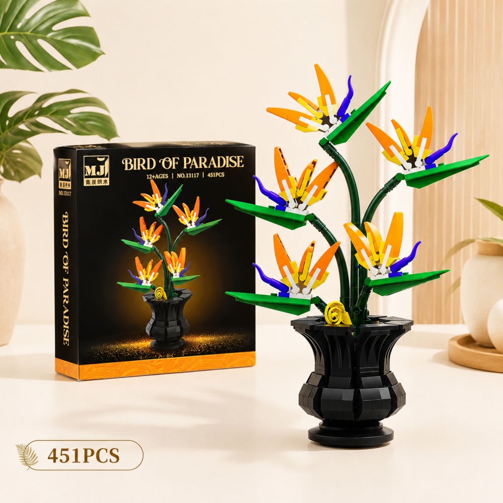 Gardening Tools Kids Set - Bonsai-Baustein-Set, 451-teilig, detaillierter Blumenstrauß „Bird of